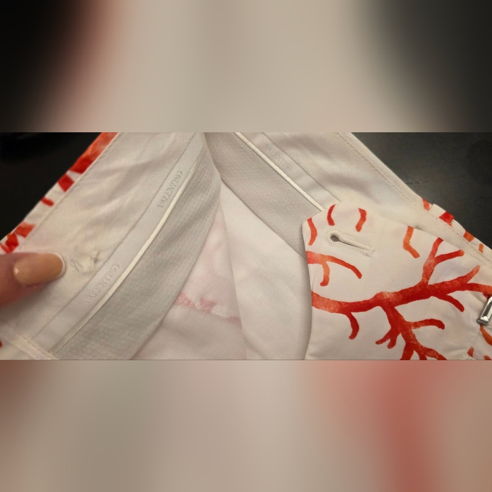VALENTINO Archive '68 Print White Shorts with Red Coral Motif rare NTW vintage - Picture 6 of 12